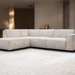 Canapé d'Angle Colette en Tissu Marbella Beige – Élégance et Confort Contemporains