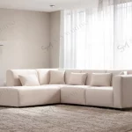 Canapé d'Angle Coco en Velours Blanc Cassé – Élégance et Confort pour Votre Salon