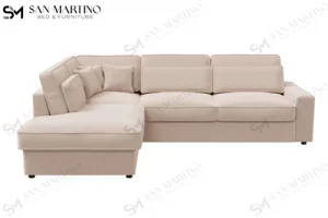 Canapé d'Angle Lexus en Velours Beige – Élégance et Confort Contemporains
