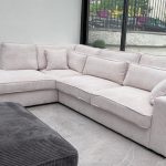 Canapé d'Angle Lexus en Velours Côtelé Blanc Cassé – Élégance et Confort Contemporains