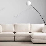 Canapé Julia Modulable en Velours Blanc Cassé 3+1 avec Pouf – Élégance et Confort Personnalisables