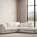 Canapé Julia Modulable en Velours Blanc Cassé 4+1 avec Pouf – Élégance et Confort Personnalisables