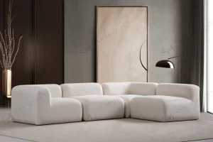 Canapé Julia Modulable en Velours Blanc Cassé 3+1 avec Pouf – Élégance et Confort Personnalisables