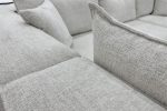 Canapé Elégance Chenille Modulable Blanc cassé 4+1 Pouf – Image 6