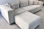 Canapé Elégance Chenille Modulable Blanc cassé 3+1 Pouf – Image 6