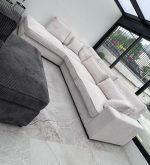 Canapé d'Angle Lexus en Velours Côtelé Blanc Cassé – Élégance et Confort Contemporains – Image 5