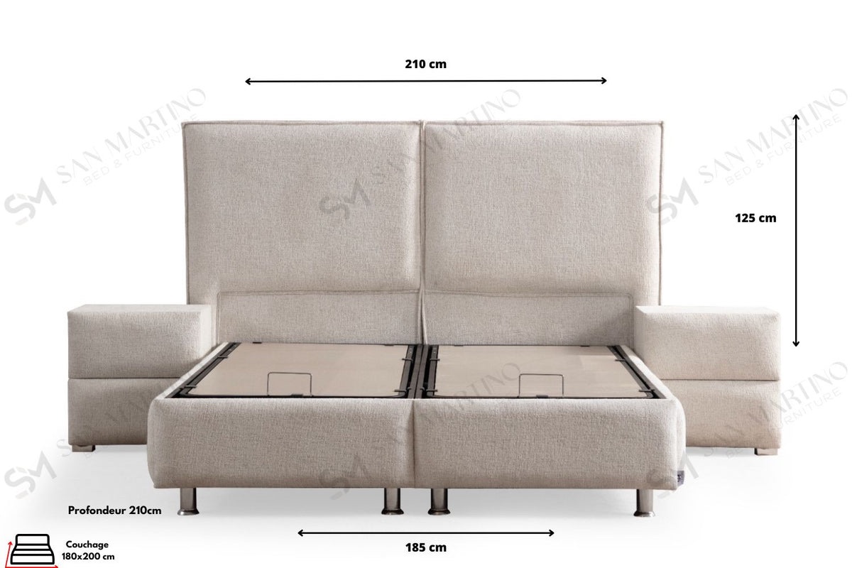 img_1241 Lit coffre Maya Chenille Blanc Cassé – Image 1