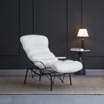 FAUTEUIL MONICA METAL NOIR DOUDOU BLANC