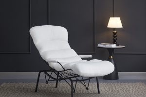 FAUTEUIL MONICA METAL NOIR DOUDOU BLANC