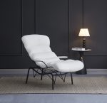 FAUTEUIL MONICA METAL NOIR DOUDOU BLANC