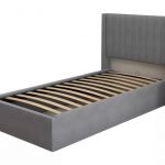 LIT SIMPLE COFFRE CAMILLE VELOURS GRIS 90X190CM