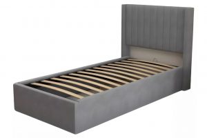 LIT SIMPLE COFFRE CAMILLE VELOURS GRIS 90X190CM