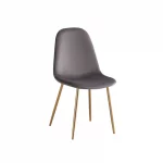 Chaise Scandinave en velour gris  Couleur pieds: Argenté