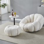 Fauteuil Pivotant avec Pouf Laine