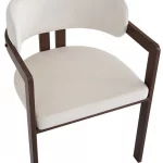 Chaise Mellow Effet Pied Noyer Velours Beige – Image 6