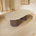 Table Basse Calypso Effet Travertin Bois Noyer