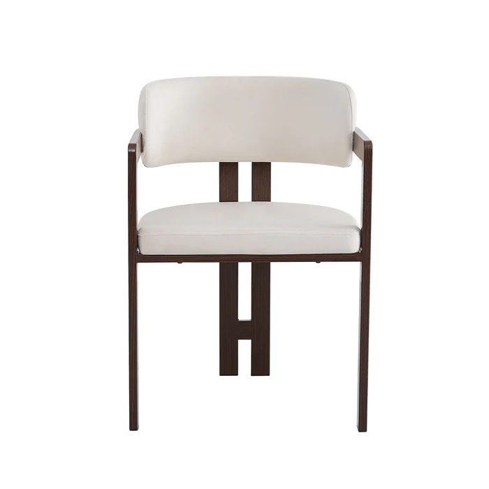 E10B2AA9-938A-4F2F-973B-CCDEBFE9D434 Chaise Mellow Effet Pied Noyer Velours Beige – Image 1