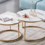 Table basse Ushuaia Marbre Blanc Pieds Or
