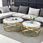 Table basse Zoya blanche pieds or