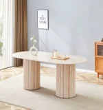 Table À Manger Keysha Pied Effet Travertin – Image 2