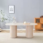 Table À Manger Keysha Pied Effet Travertin