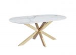Table repas Manon céramique marbre blanc & pied gold 90x200 – Image 2