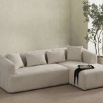 Canapé d'Angle Ela Chenille Blanc cassé