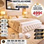 Cadre Venise + Sommier + Matelas 140x190 cm Épaisseur 20cm