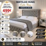 Cadre Roma + Sommier + Matelas 140x190 cm Épaisseur 20cm